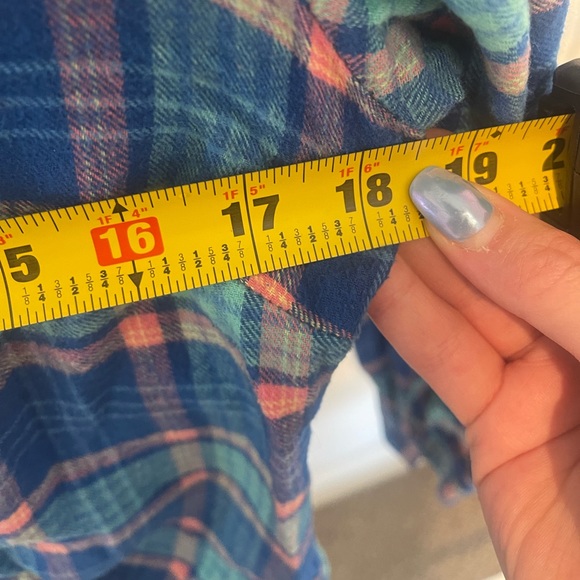 Button Down Tie-Front Laced Flannel Long Sleeve Sz L - Picture 5 of 6